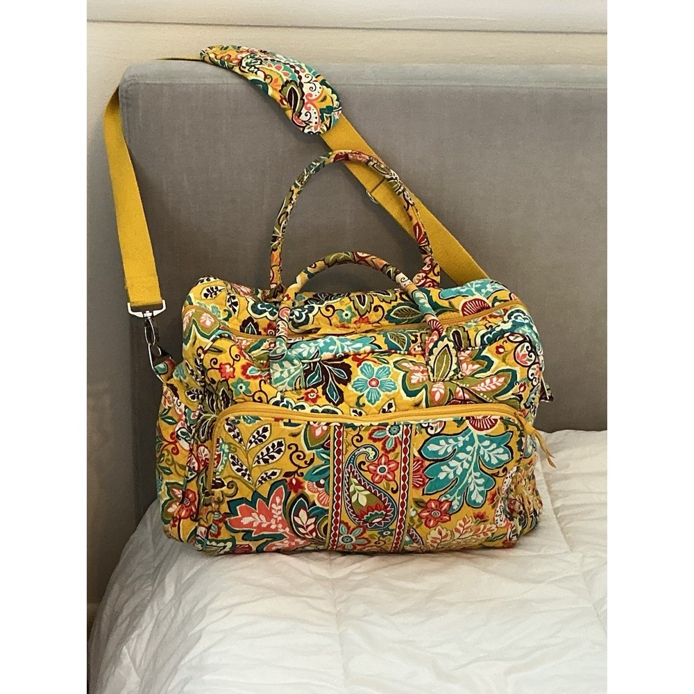 Vera Bradley Yellow Provençal Floral Large Duffle Bag Retired Pattern 18"x12"x9"